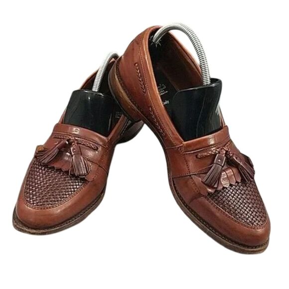 Allen Edmonds Cody Brown leather loafers Men\'s 9C Tassel Kiltie Woven Dress Shoe main image 8